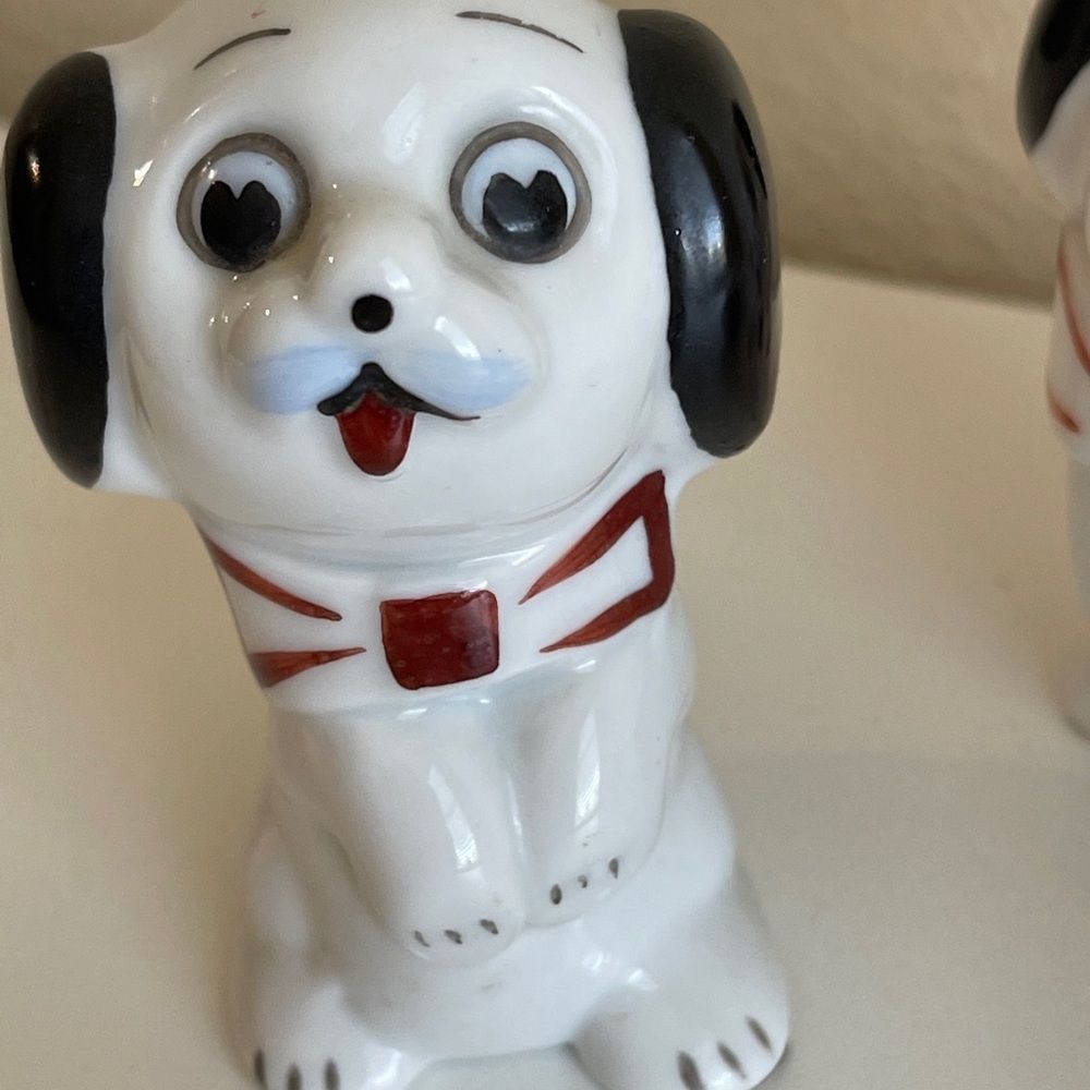 Vintage Anthropomorphic Dog Puppy Googly Big Eye Japan Figurine Kitsch Set Of 3 - Picture 3 of 10
